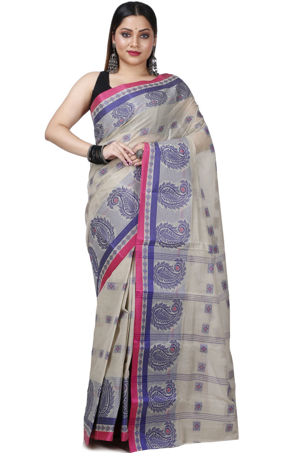 Grey Pure Cotton Aloka Tant Saree (906)